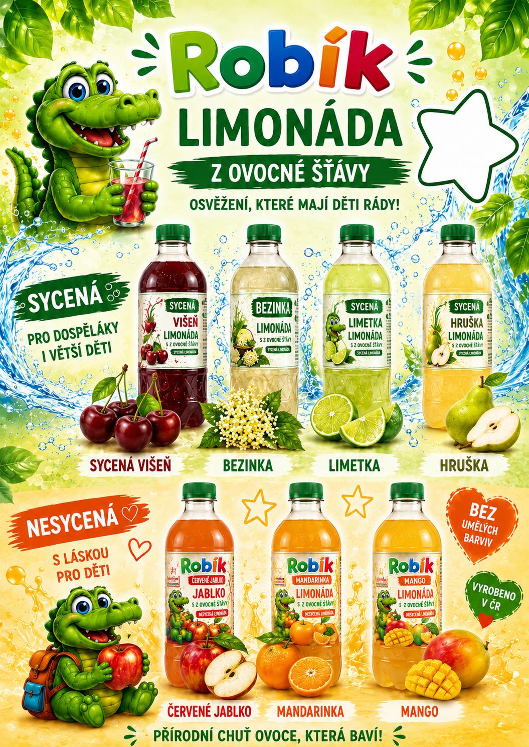 Robík — sycené a nesycené limonády